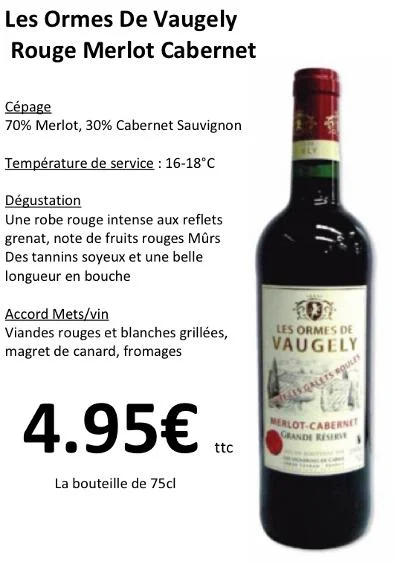 Vin Les Ormes de Vaugely Merlot - Cabernet – Image 3